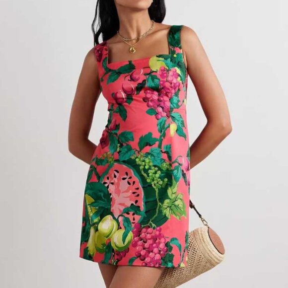 Cara Cara Anna Mini Dress 2/6/8 Summer Nectar Pink Green Cotto Hot Summer - Picture 4 of 9